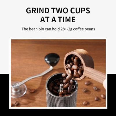 مطحنة قهوة مخروطية هادئة ، مطحنة قهوة مصنوعة من سبائك الألومنيوم مصنوعة من الفولاذ المقاوم للصدأ ، 25 جرام ، يمكنك حملها بسهولة
