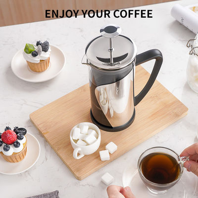 ماكينة صنع القهوة الفرنسية من الستانلس ستيل سعة 1000 مللي زجاج كبير مزدوج الجدار بالضغط الفرنسي